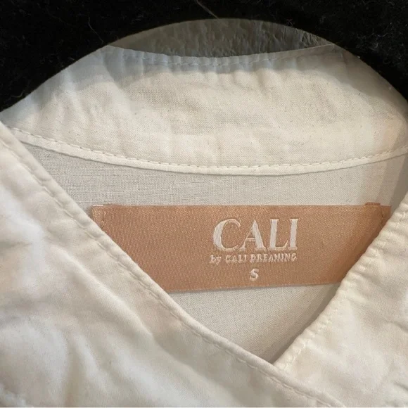 CALI by Cali Dreaming White Collarless Button Down Cotton Shirt Small - Picture 4 of 7